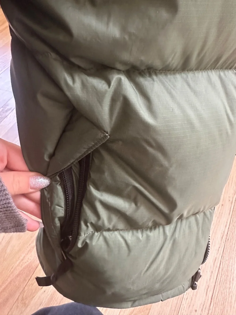 North face green puffer jacket